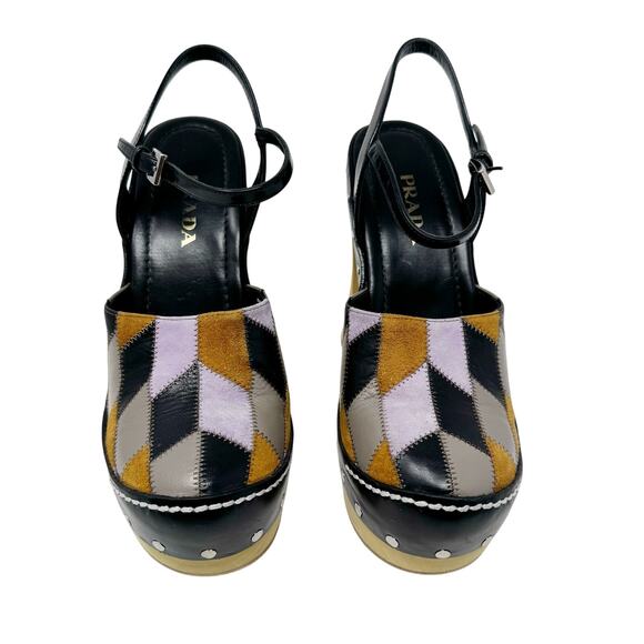 PRADA Patchwork Platform ChunkyWooden Pumps Heels S/S 2015 Runway Size EU 39 - Picture 2 of 8